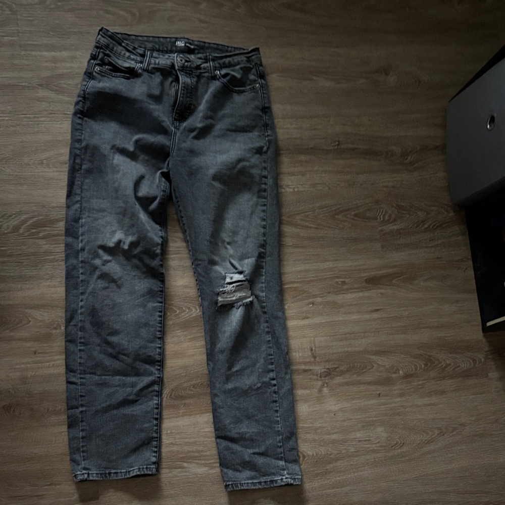 INC International Concepts Women's Straight Leg Jeans - Charcoal Black